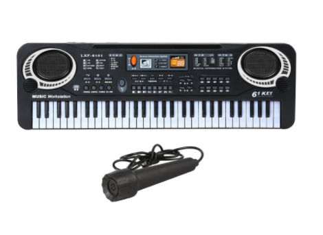 Mini Piano Portátil USB Digital 61 Teclas Elétrico+Microfone/SK-19